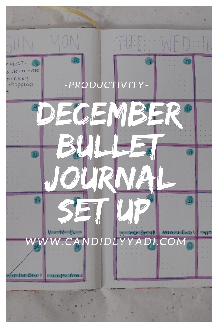 December Bullet Journal Set Up // Winter Wonderland // Lilac and Icy Blue theme // www.candidlyyadi.com