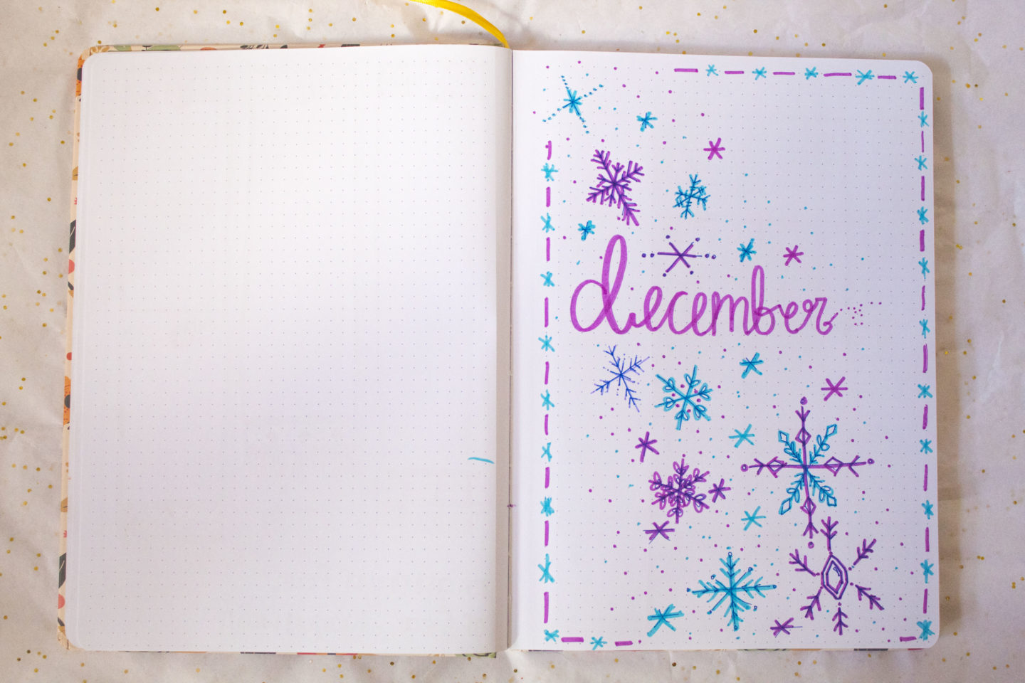 December Bullet Journal // Lilac and Icy Blue theme // www.candidlyyadi.com